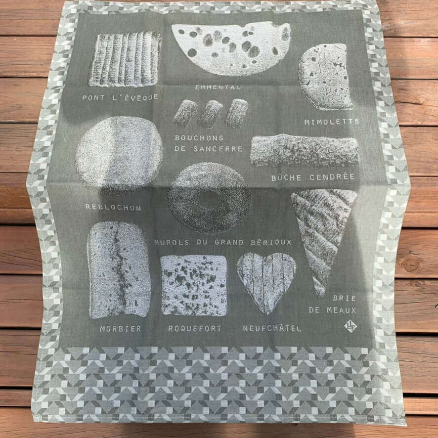 Le Jacquard Français Tea towel Grey Fromages 80x60