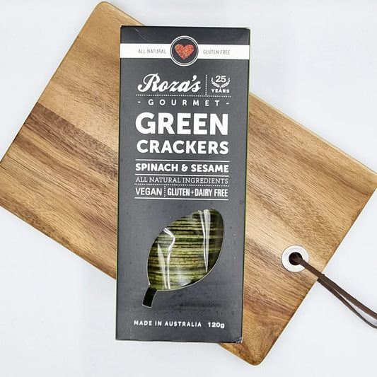 Roza's Gourmet Green Crackers – Spinach & Herb (120g)