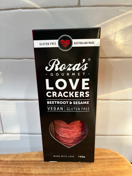 Roza's Gourmet Love Crackers – Beetroot & Sesame (120g)